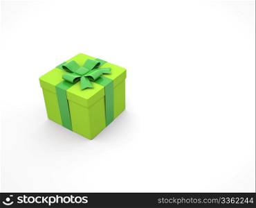 3d green gift box on white background