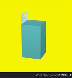 3D green medicine hanging box isolated on yellow background. suitable for your design element.