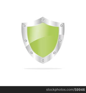 3D Green security shield on a white background