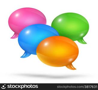 3D group of colored speech bubbles isolated on white. Group of speech bubbles