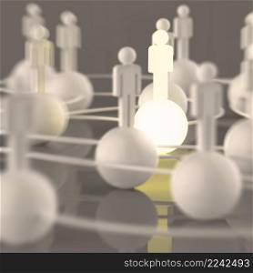 3d growing light human social network and leadership as concept