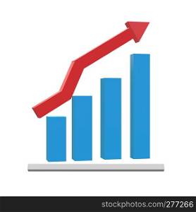 3D growth icon on black background. flat style. graph chart icon for your web site design, logo, app, UI. 3D growth chart symbol. 3d chart with arrow sign.