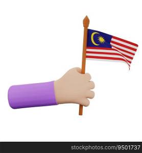 3d hand rendering with malaysia national day concept