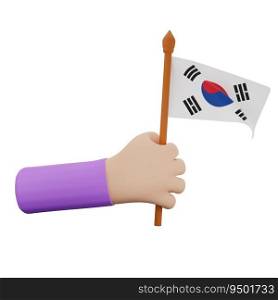 3d hand rendering with south korea national day concept