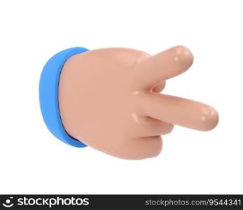 3d hand victory icon illustration. Two fingers social icon. Cartoon character hand gesture. Business success clip art isolated with clipping path.. 3d hand victory icon illustration. Two fingers social icon. Cartoon character hand gesture. Business success clip art isolated with clipping path