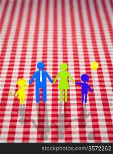 3d happy family on gingham tablecloth