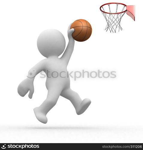 3d human basketball player trying to score