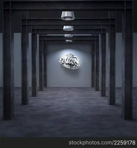 3d human brain in industry gallery as concept