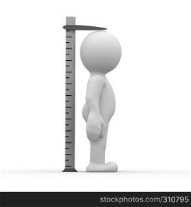 3d human measuring her height with ruler