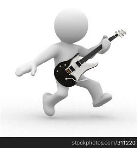 3d human playing guitar like a music star