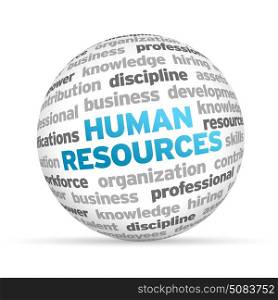 3d Human Resources Word Sphere on white background.