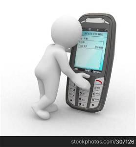 3d human send message with mobile phone