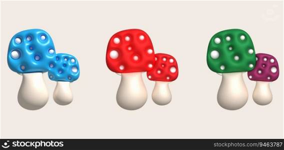 3d icon big mushroom icon minimalistic style