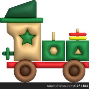 3d icon children's constructor train with trailers. The concept of preschool education.