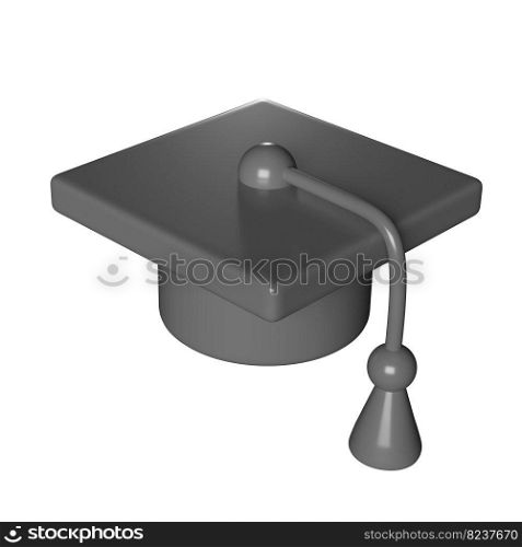 3D icon cute Graduation university or college black cap Graduate college, high school, Academic, or university cap. Hat for degree ceremony. illustration isolated on white background clipping path.. 3D icon cute Graduation university or college black cap Graduate college, high school, Academic, or university cap. Hat for degree ceremony. illustration isolated on white background clipping path