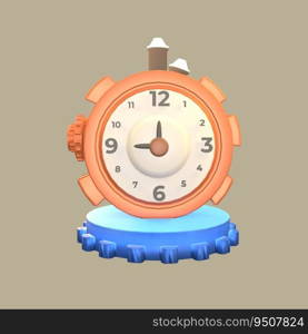 3D icon labor day rendered isolated on the colored background. factory clock object for your design.