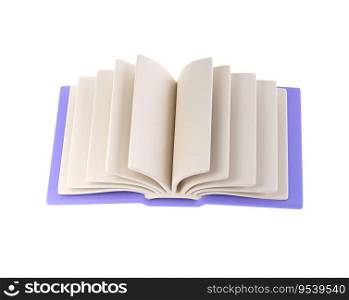 3d icon open book school, diary with white paper blank pages and bookmark. Cartoon minimal style isolated with clipping path.. 3d icon open book school, diary with white paper blank pages and bookmark. Cartoon minimal style isolated with clipping path