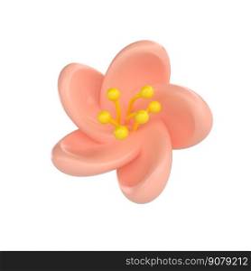 3D icon render spring Cherry Blossom Sakura illustration. Simple and cute petal isolated on white background with clipping path.. 3D icon render spring Cherry Blossom Sakura illustration. Simple and cute petal isolated on white background with clipping path