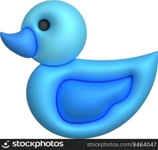  3d icon.Rubber duck or ducky bath toy flat. Cute rubber floating for children.