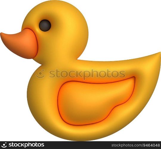 3d icon.Rubber duck or ducky bath toy flat. Cute rubber floating for children.