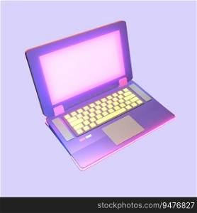 3D icon video games rendered isolated on the colored background. gaming laptop object for your design.