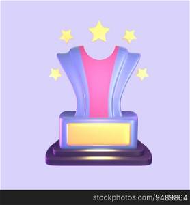 3D icon video games rendered isolated on the colored background. victory trophy object for your design.