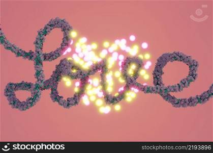 3d illustration.3d illustration. Branches form a love - shaped . space for text