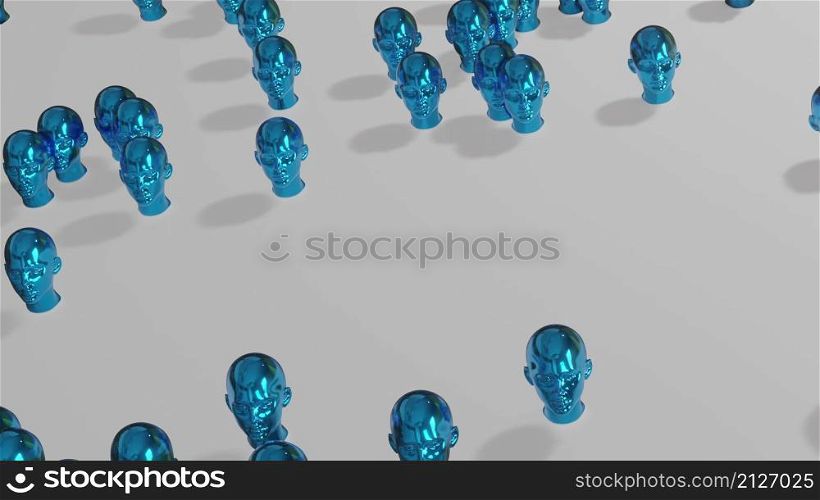 3d illustration - 3d render, abstract, geometric art design with heads