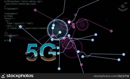 3d illustration - 5G technology with futuristic HUD interface