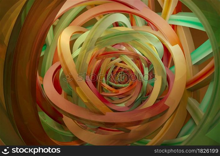 3d illustration. Abstract 3d rendering of twisted lines. Modern background design