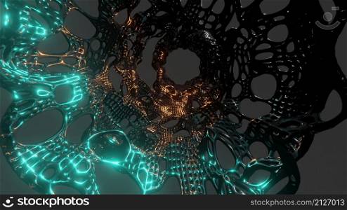 3d illustration - Abstract wire organic shape using as modern science fiction background