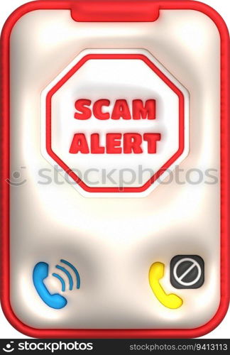  3D illustration, alert phone and virus, spam pop-up warning.