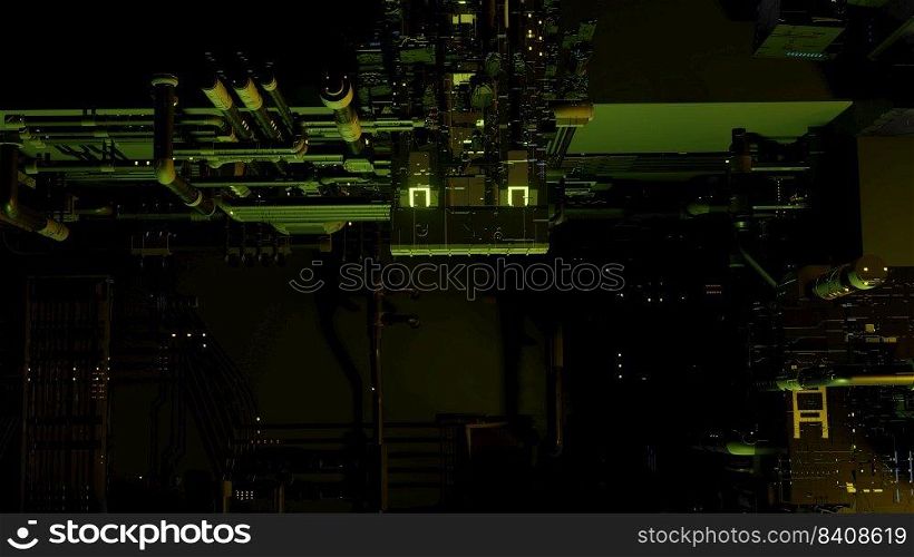 3d illustration - alien sci-fi city 