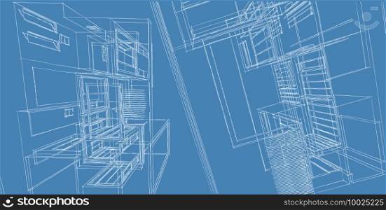 3D illustration architecture building perspective lines, modern urban architecture abstract background design. Architecture building 3d illustration ,Abstract Architecture Background.