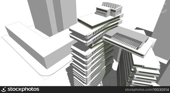 3D illustration architecture building perspective lines, modern urban architecture abstract background design. Architecture building 3d illustration ,Abstract Architecture Background.