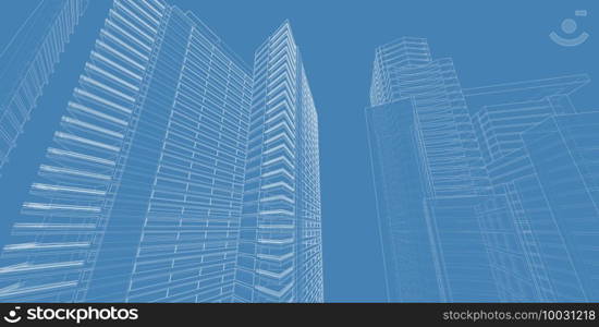 3D illustration architecture building perspective lines, modern urban architecture abstract background design. Architecture building 3d illustration ,Abstract Architecture Background.