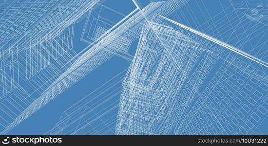 3D illustration architecture building perspective lines, modern urban architecture abstract background design. Architecture building 3d illustration ,Abstract Architecture Background.