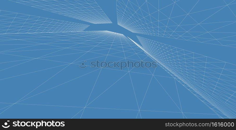 3D illustration architecture building perspective lines, modern urban architecture abstract background design. Architecture building 3d illustration ,Abstract Architecture Background.