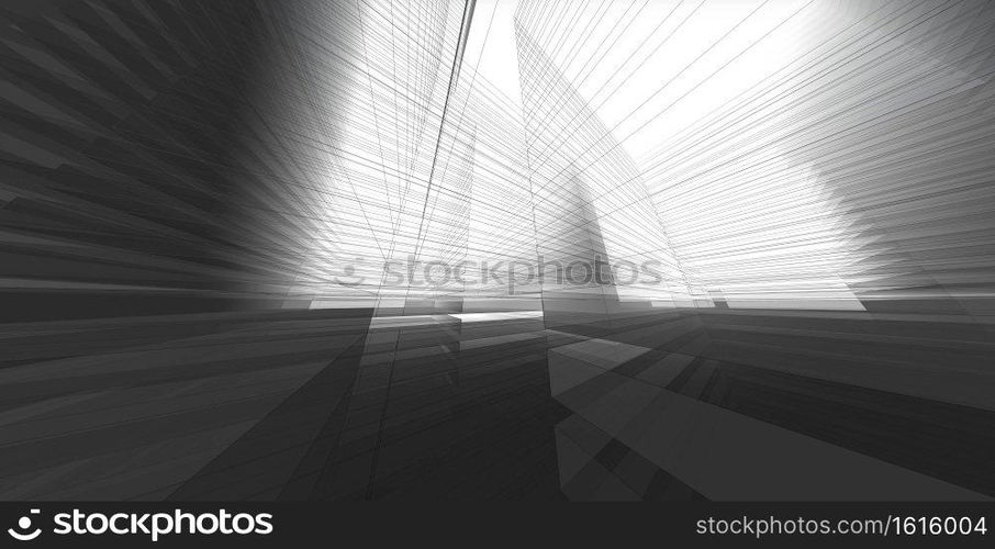 3D illustration architecture building perspective lines, modern urban architecture abstract background design. Architecture building 3d illustration ,Abstract Architecture Background.