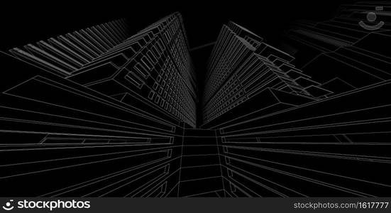 3D illustration architecture building perspective lines, modern urban architecture abstract background design. Architecture building 3d illustration ,Abstract Architecture Background.