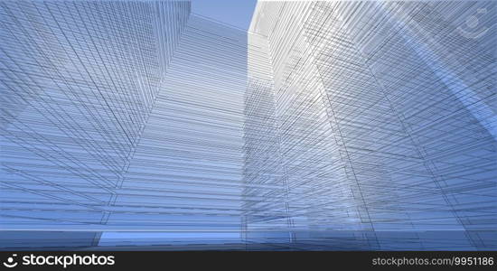 3D illustration architecture building perspective lines, modern urban architecture abstract background design. Architecture building 3d illustration ,Abstract Architecture Background.