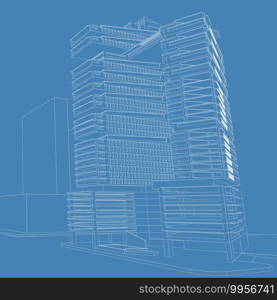 3D illustration architecture building perspective lines, modern urban architecture abstract background design. Architecture building 3d illustration ,Abstract Architecture Background.