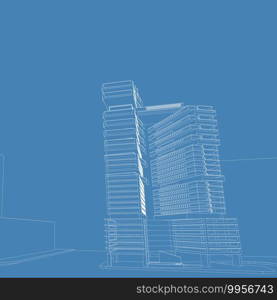 3D illustration architecture building perspective lines, modern urban architecture abstract background design. Architecture building 3d illustration ,Abstract Architecture Background.