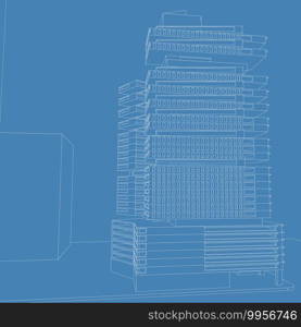 3D illustration architecture building perspective lines, modern urban architecture abstract background design. Architecture building 3d illustration ,Abstract Architecture Background.