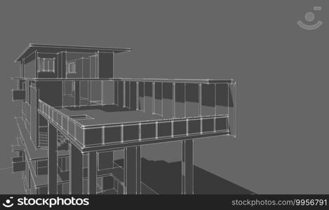 3D illustration architecture building perspective lines, modern urban architecture abstract background design. Architecture building 3d illustration ,Abstract Architecture Background.