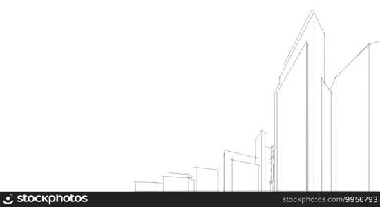 3D illustration architecture building perspective lines, modern urban architecture abstract background design. Architecture building 3d illustration ,Abstract Architecture Background.