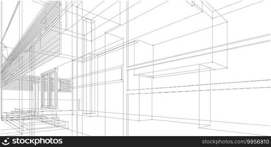 3D illustration architecture building perspective lines, modern urban architecture abstract background design. Architecture building 3d illustration ,Abstract Architecture Background.. Abstract Architecture Background.