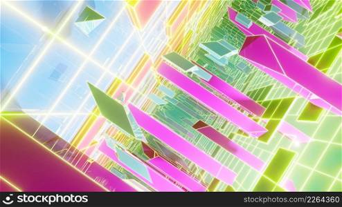 3D illustration Background for advertising and wallpaper in art retro and holographic scene. 3D rendering in decorative concept.