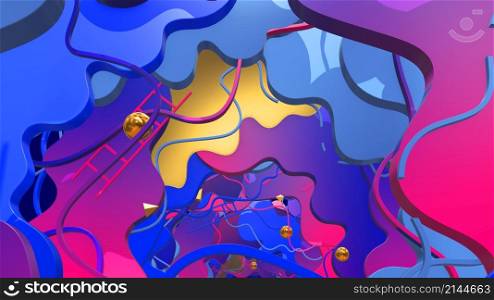 3D illustration Background for advertising and wallpaper in flat art style and abstract scene. 3D rendering in decorative concept.