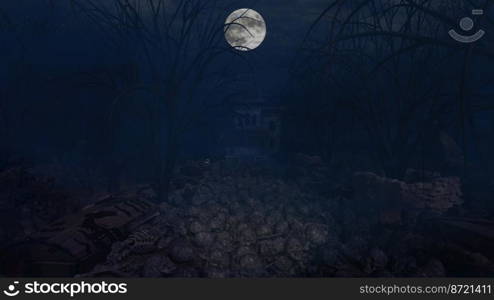 3D illustration Background for advertising and wallpaper in scary and horror scene. 3D rendering in decorative concept.